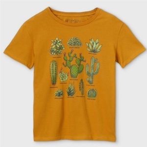 Fifth Sun Cactus Succulent 100% cotton tee shirt in golden yellow - Size Small